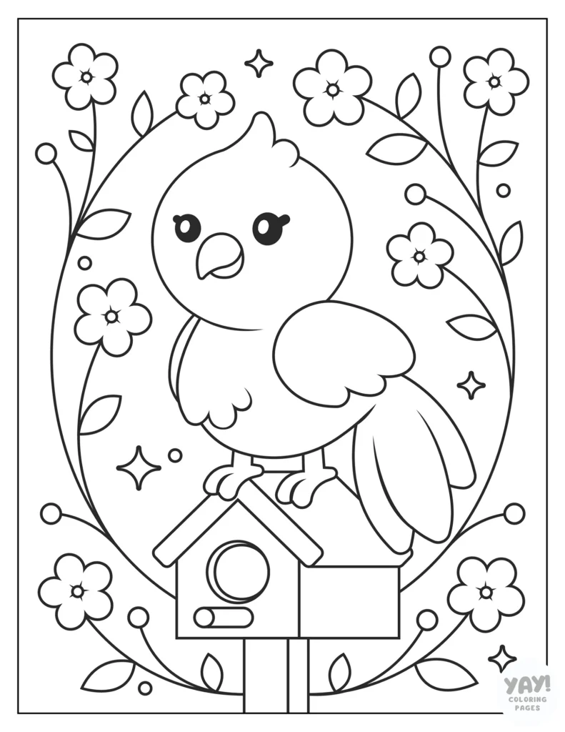 Pretty bird coloring page