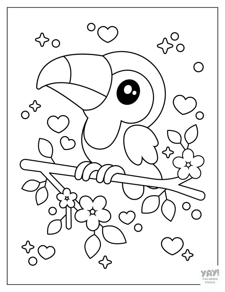 Cute toucan coloring page