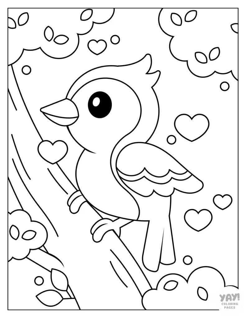 Cute woodpecker coloring page