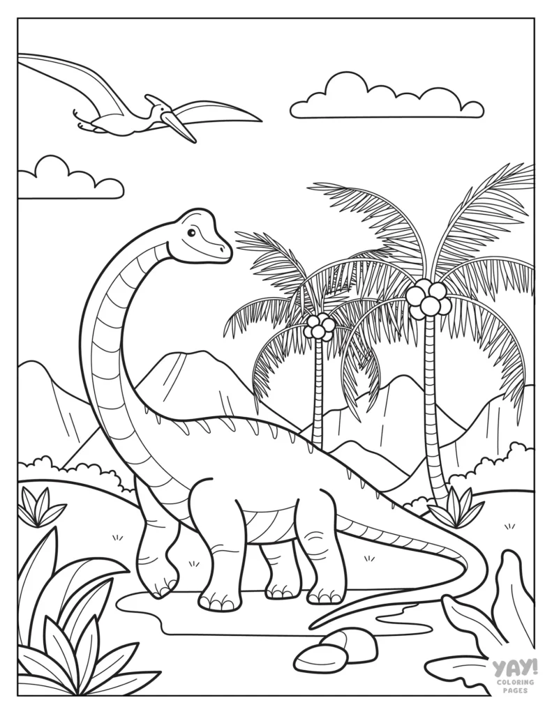 Awesome brachiosaurus coloring page with details