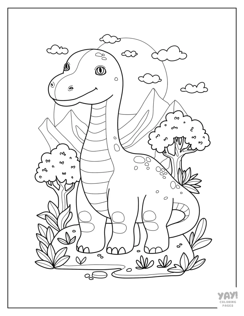 Detailed brachiosaurus coloring sheet