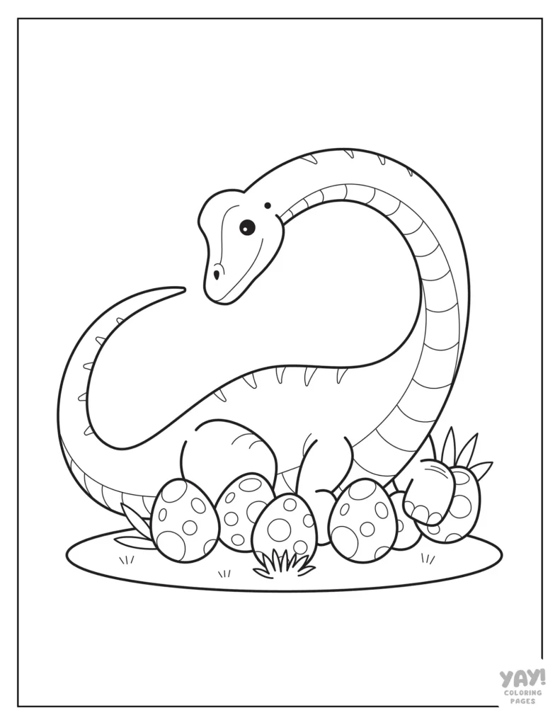 Mom brachiosaurus and eggs