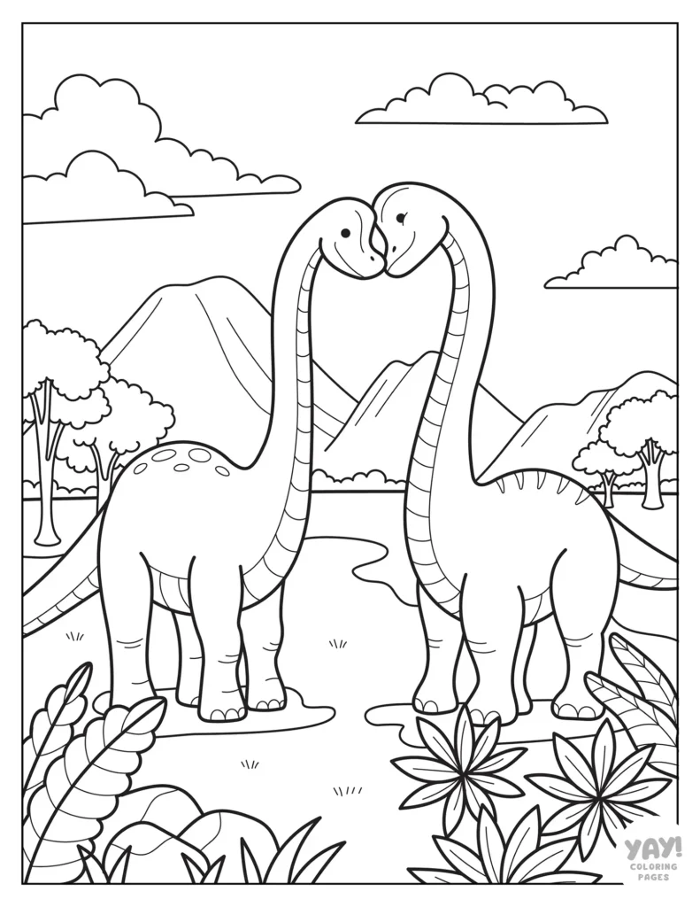 Sweet brachiosaurus dinosaurs in love