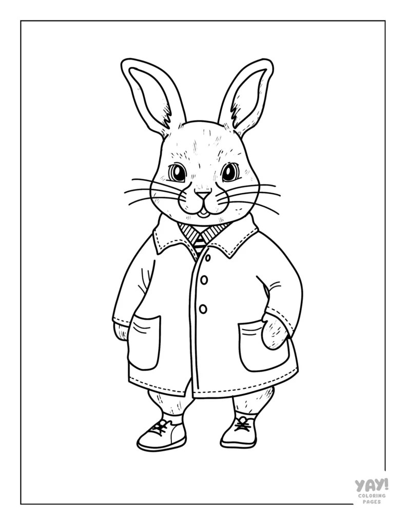 Beatrix Potter Peter Rabbit style coloring page