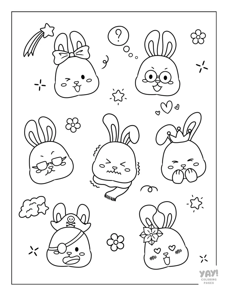 Emoji bunny coloring page
