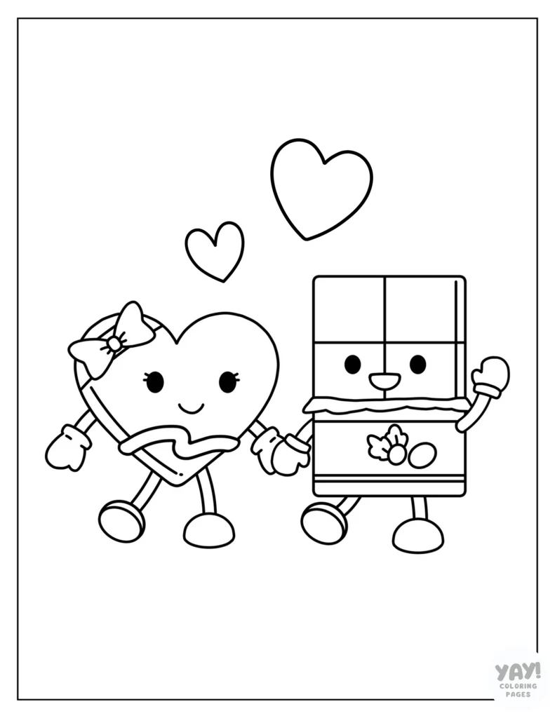 Valentine's Day chocolate coloring page