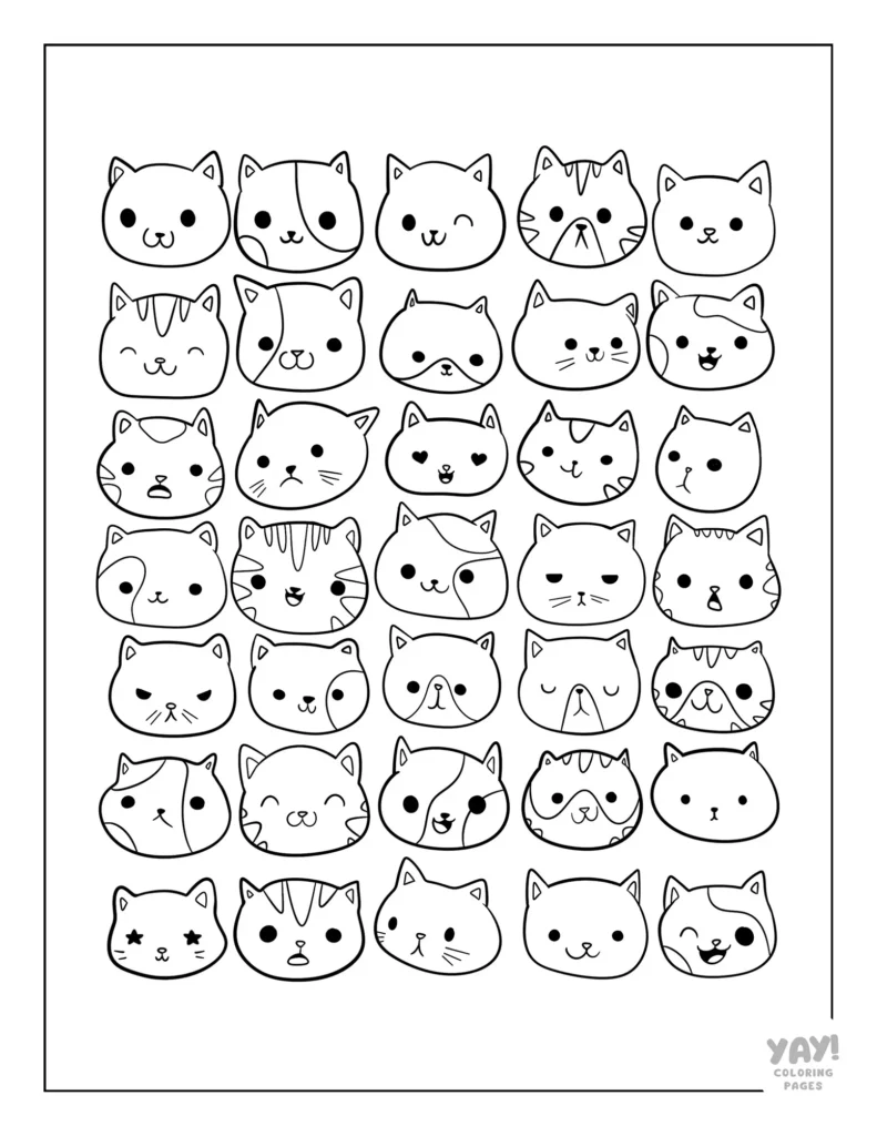 Emoji cat coloring page