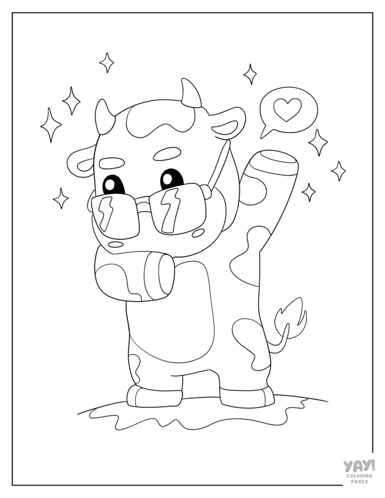 Cow dancing coloring page