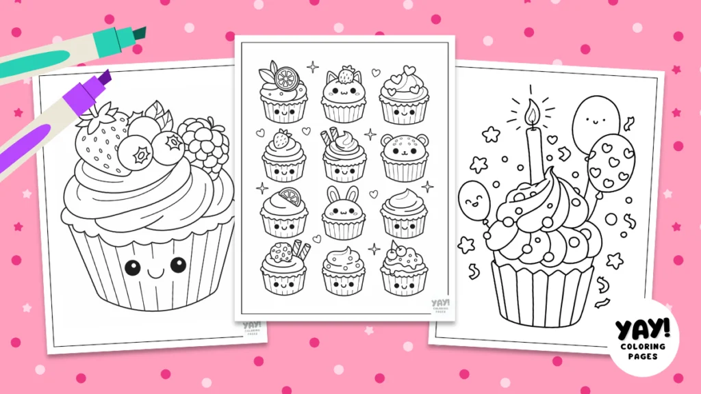 Cupcake coloring pages from Yay! Coloring Pages