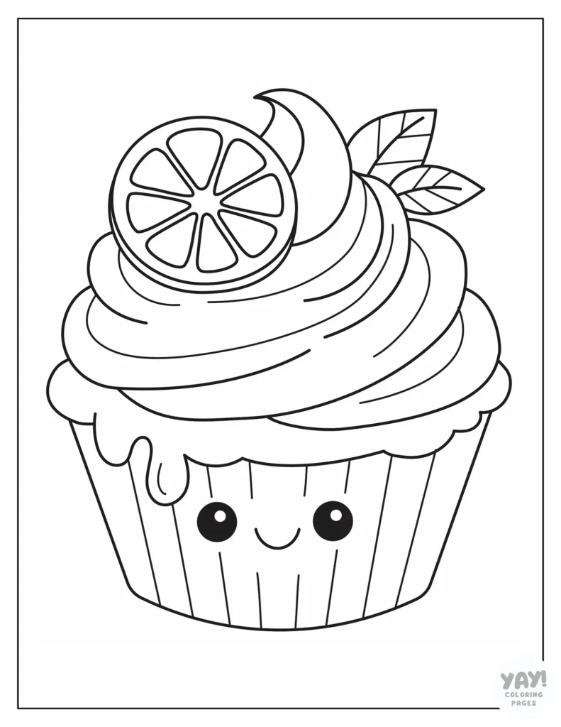 Citrus cupcake coloring page