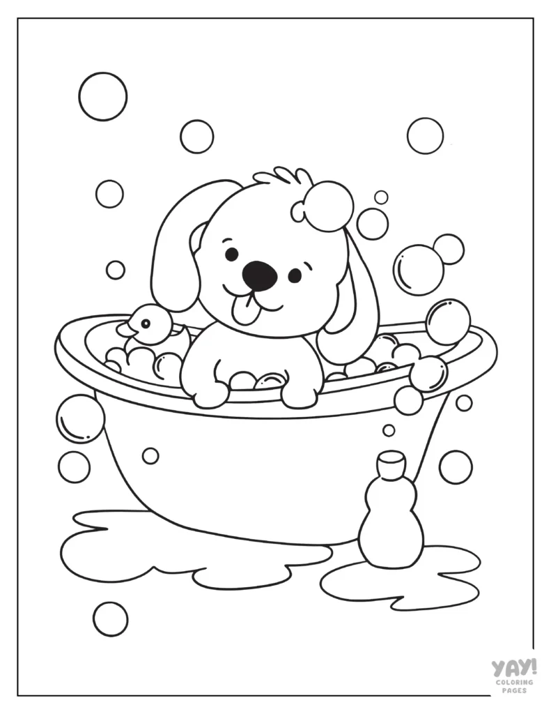 Puppy in bubble bath
