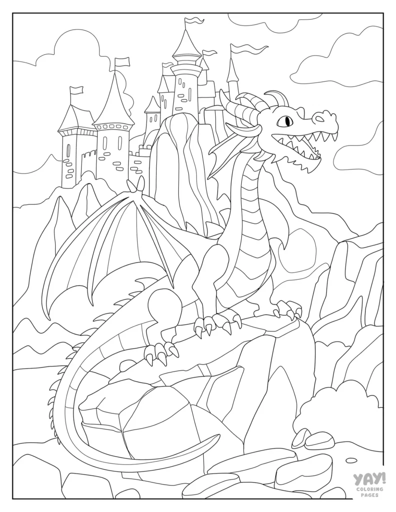 Dragon coloring page for kids