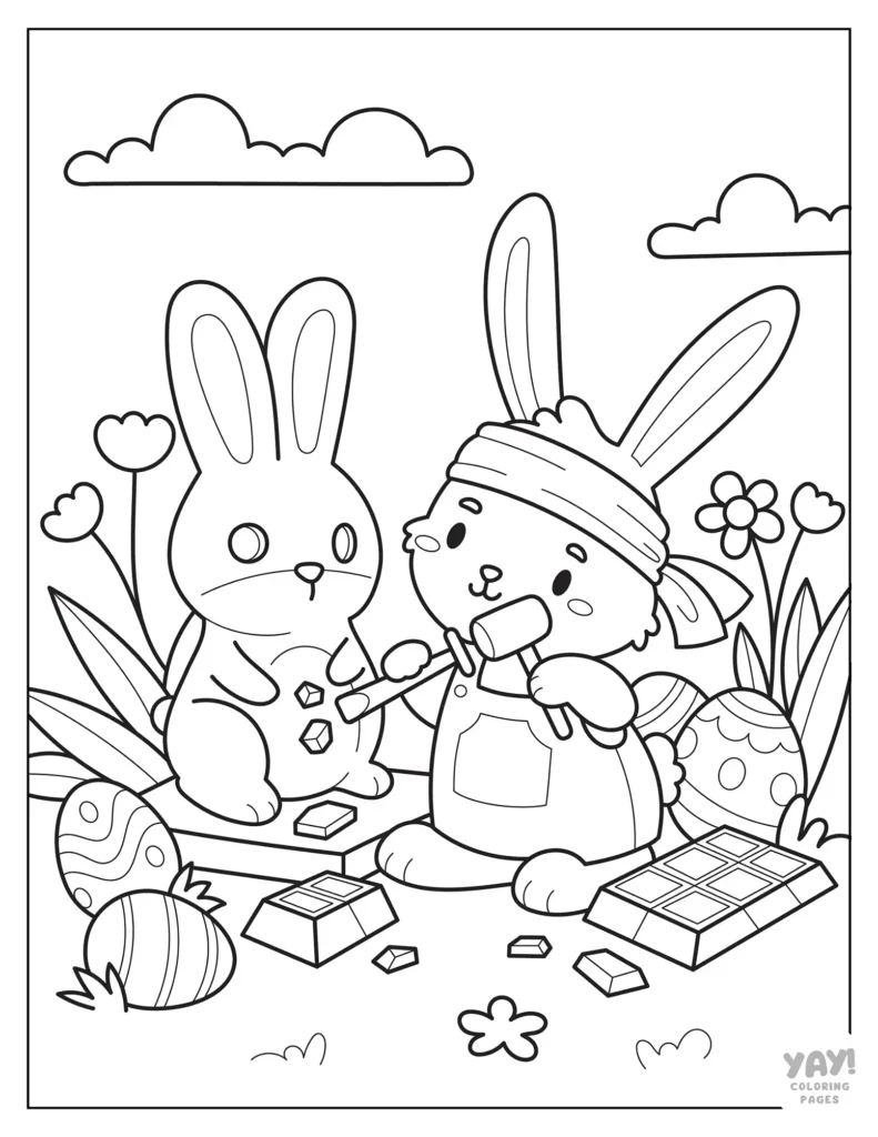 Easter bunny carving chocolate bunny