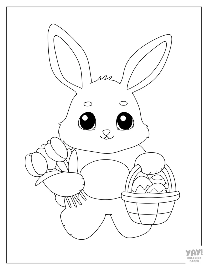 Easy to color Easter bunny coloring page