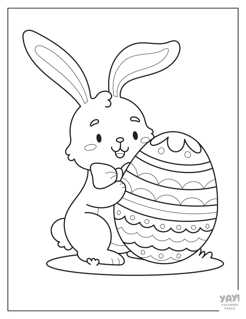 Easter bunny and egg coloring page