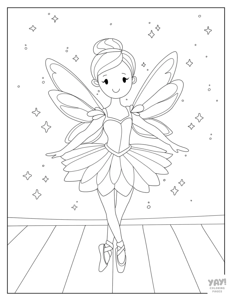 Ballerina fairy coloring page