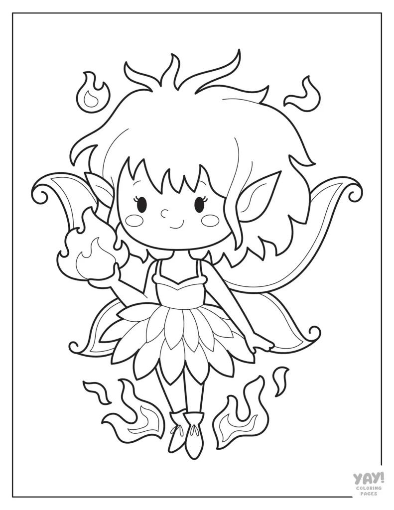 Fire fairy coloring page