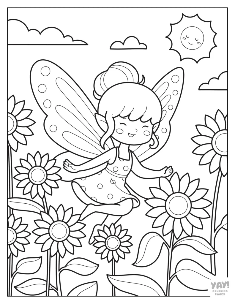 Spring fairy coloring page