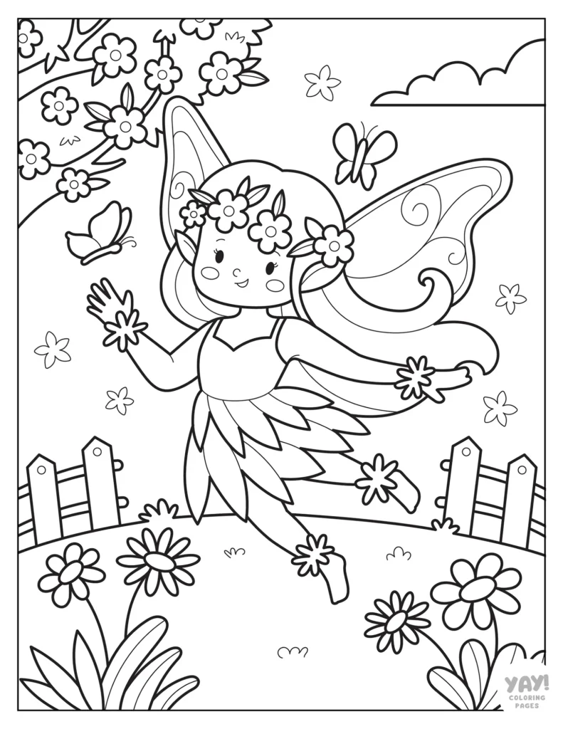Summer fairy coloring page