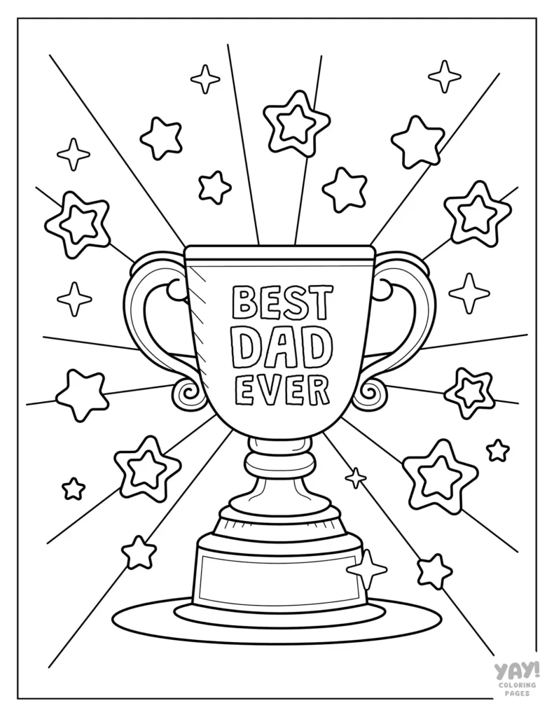 Best Dad Ever trophy coloring page