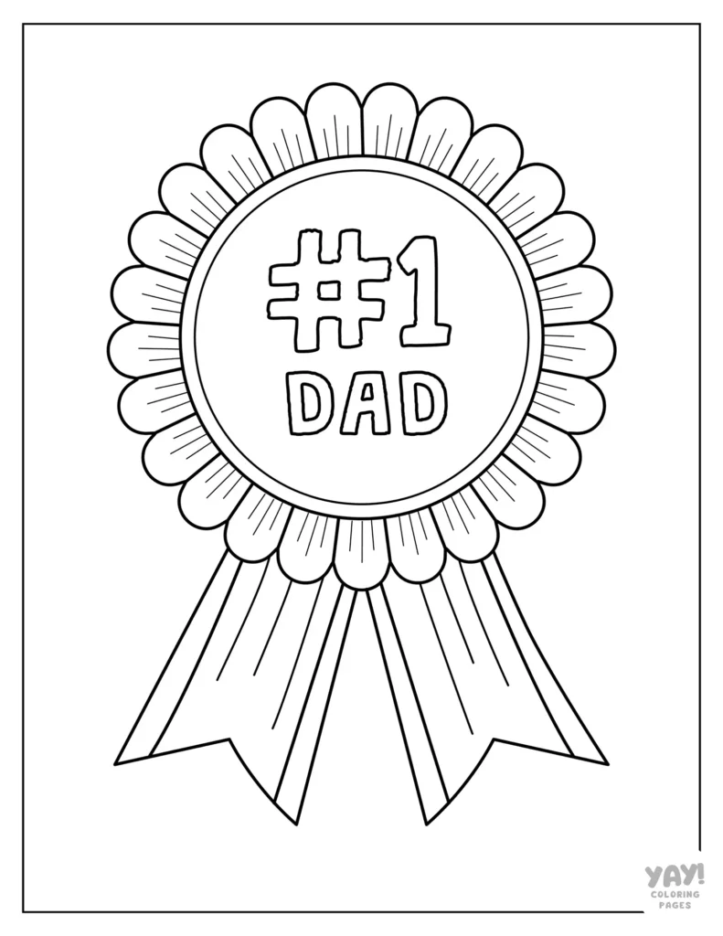 No 1 Dad ribbon for kids to color