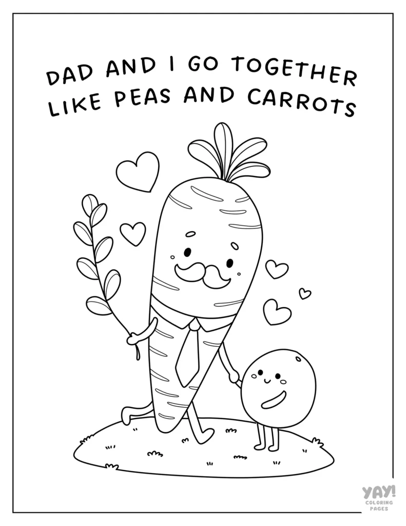 Peas and carrots coloring page