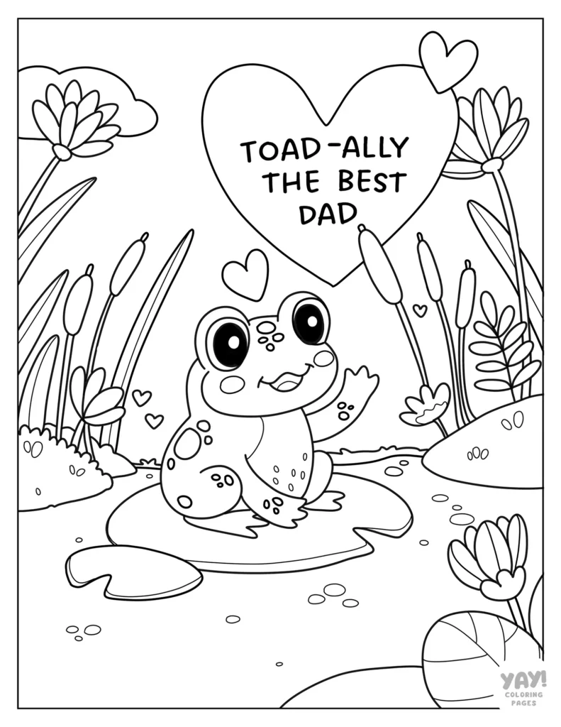 Toad in a pond to color