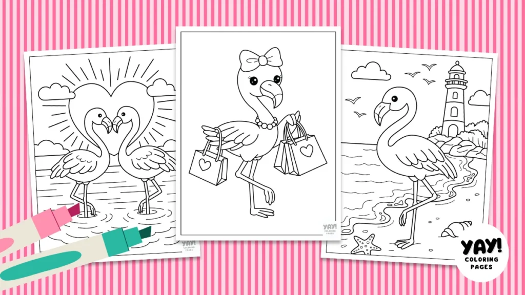Hand drawn flamingo coloring pages from Yay! Coloring Pages
