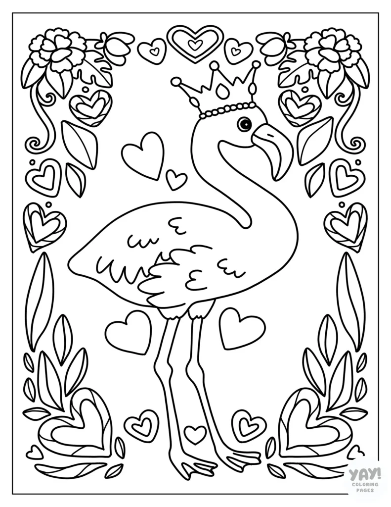 Princess flamingo coloring page