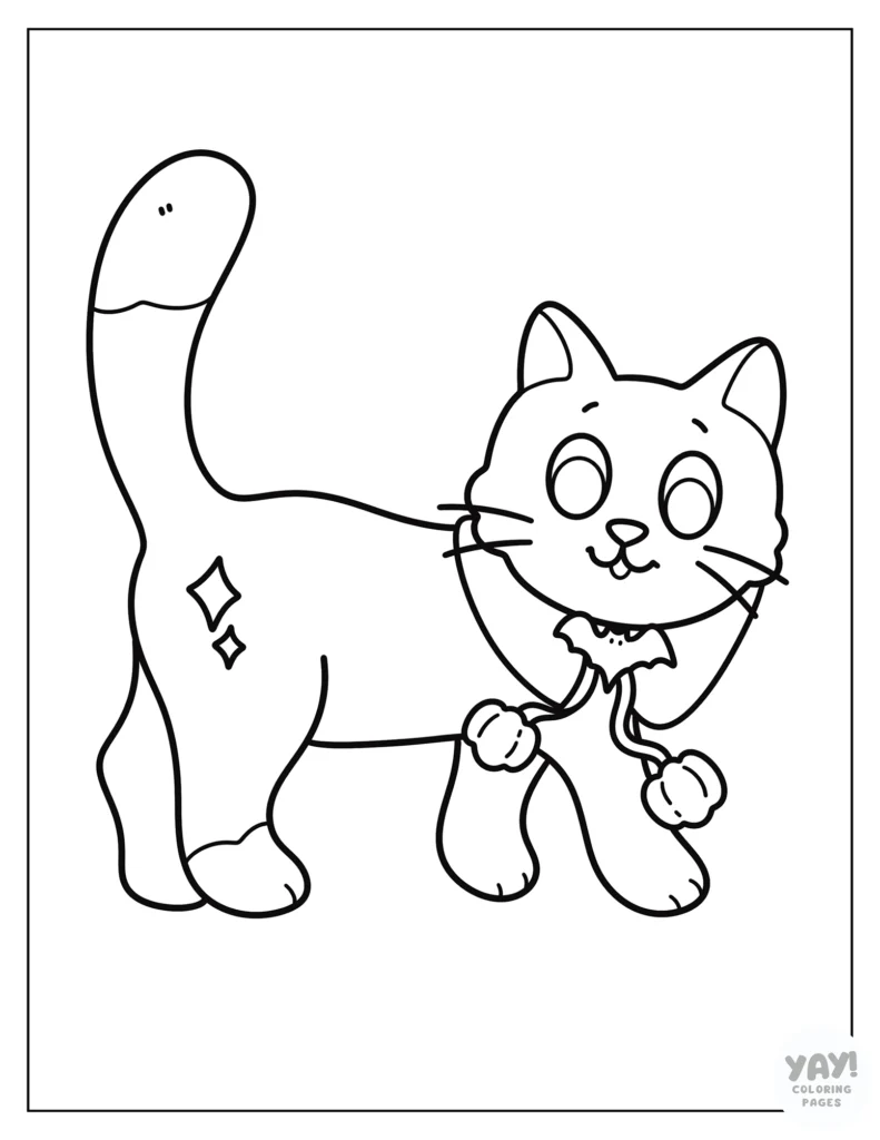 Fancy cat in cute Halloween collar coloring page