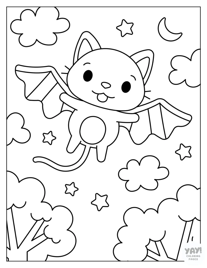 Vampire cat bat coloring page