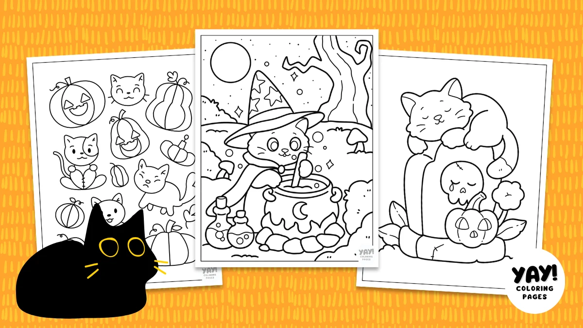 Halloween cat coloring page by Yay! Coloring Pages