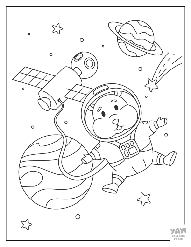 Astronaut hamster coloring page