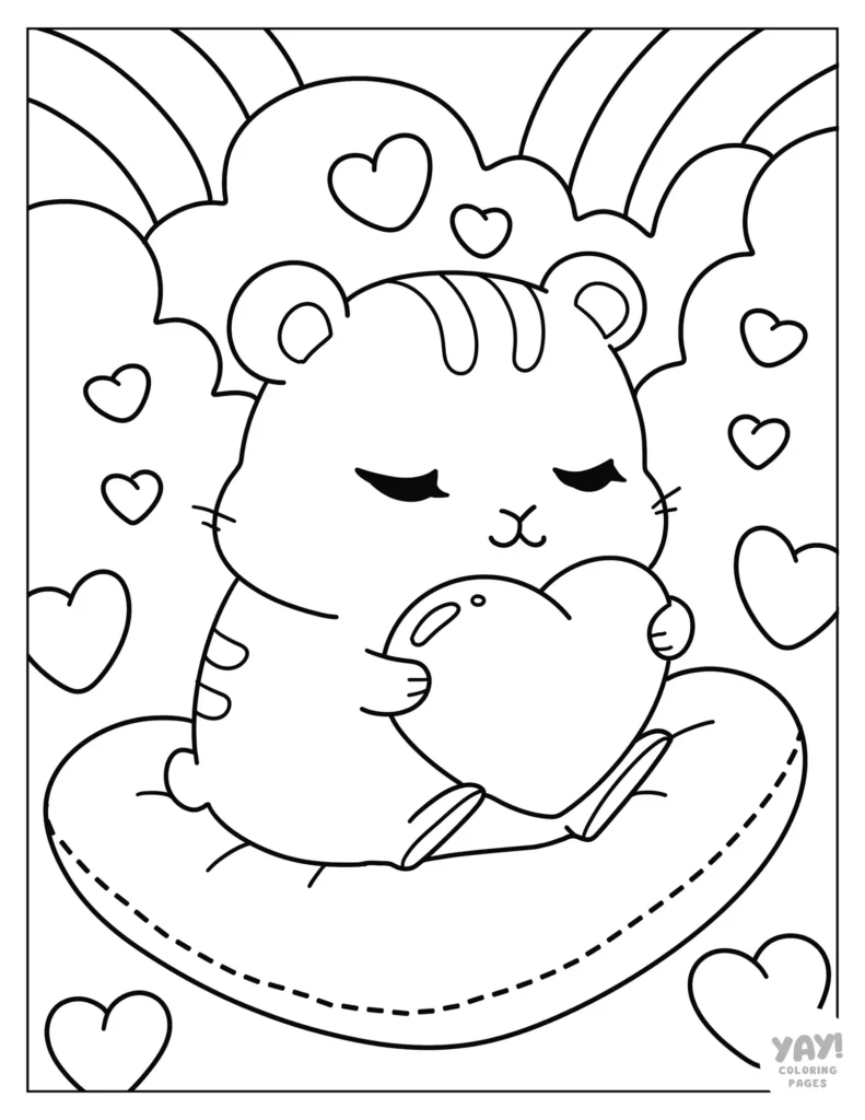 Cute hamster with hearts