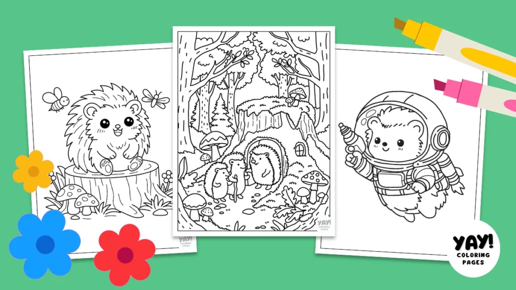 Hedgehog coloring pages from Yay! Coloring Pages