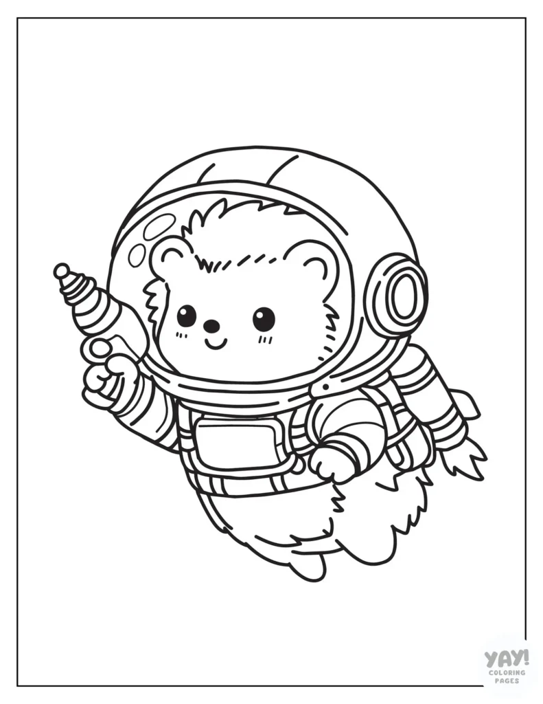 Astronaut hedgehog coloring page