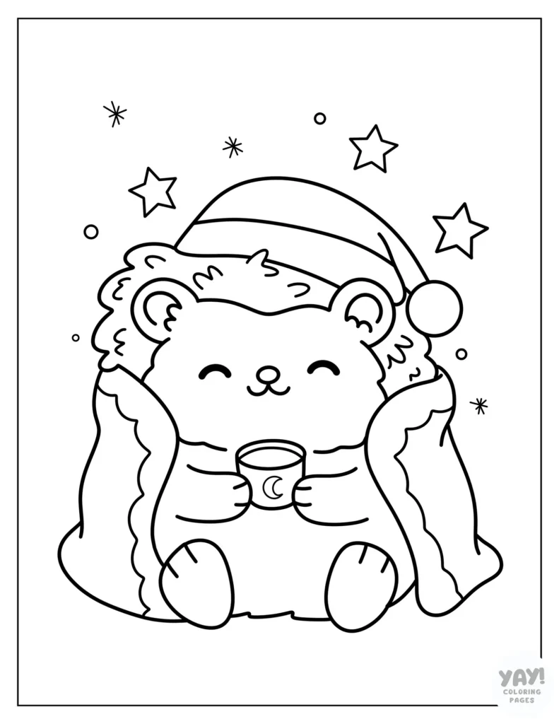 Sleepy hedgehog coloring page