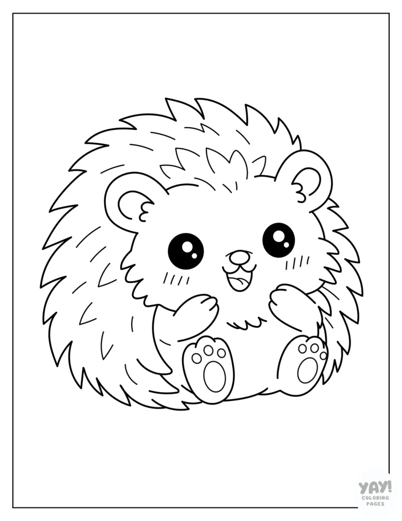 Baby kawaii hedgehog coloring page