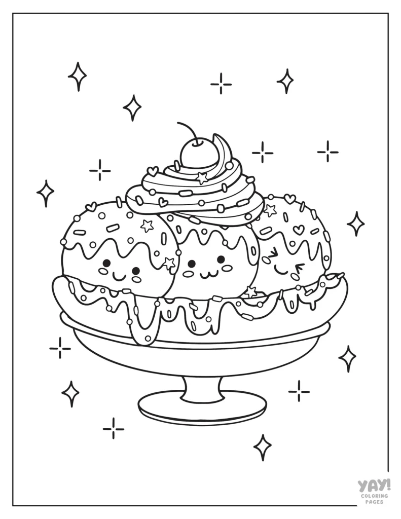 Ice cream sundae with sprinkles and stars around