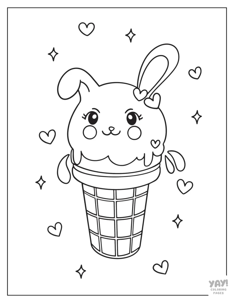 Cute bunny shaped ice cream scoop in cone