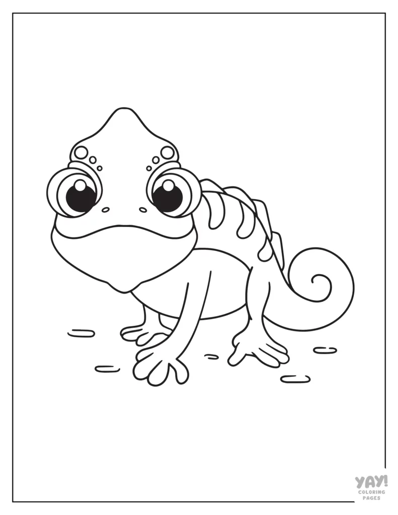 Cute iguana coloring page for kids