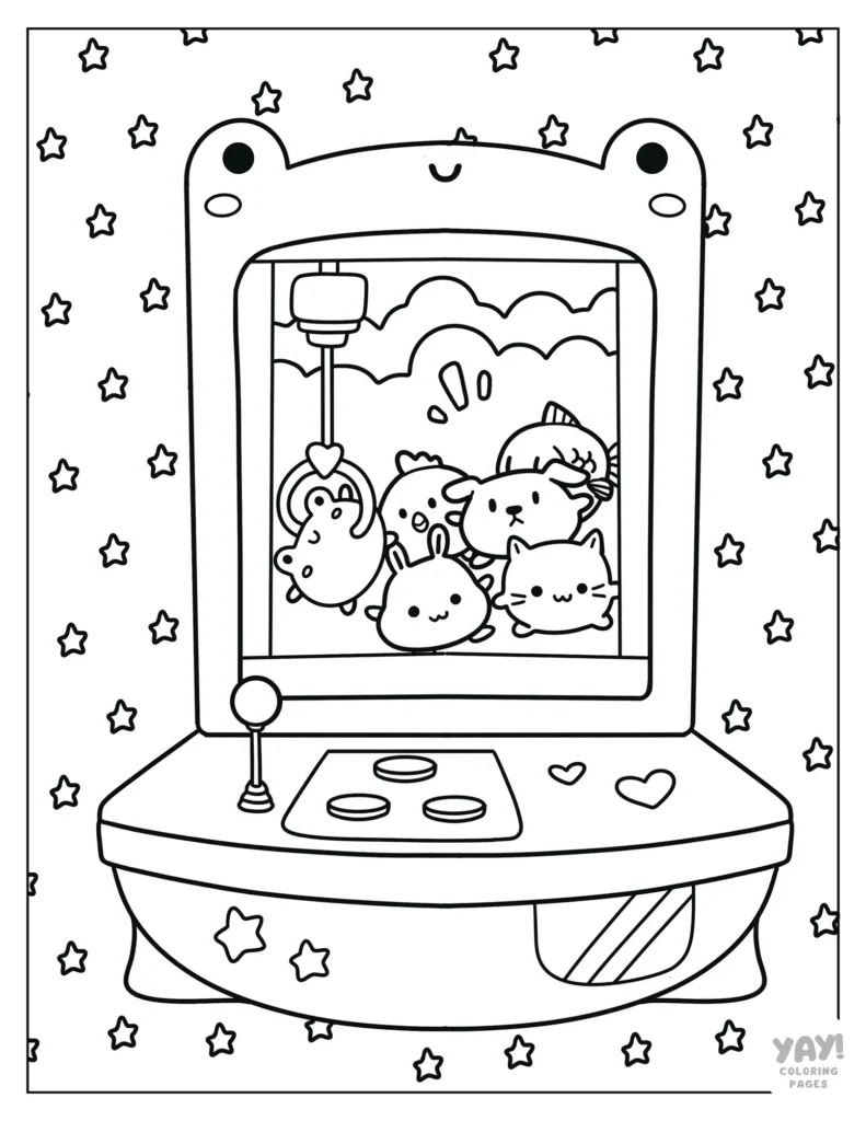 Kawaii coloring page frog claw machine game