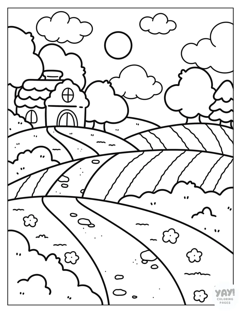 Rolling country acres coloring page
