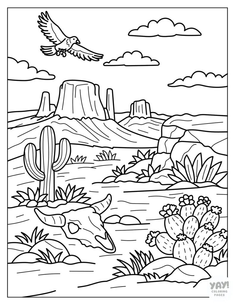 Desert mesa coloring page