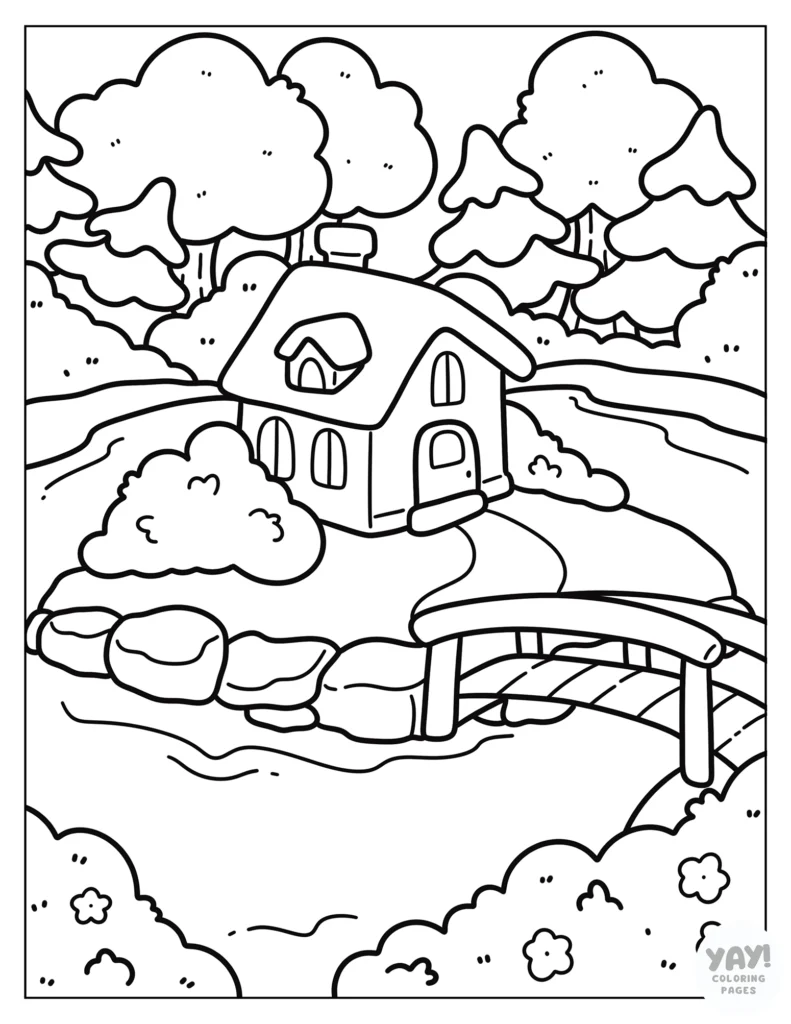 Island home coloring page