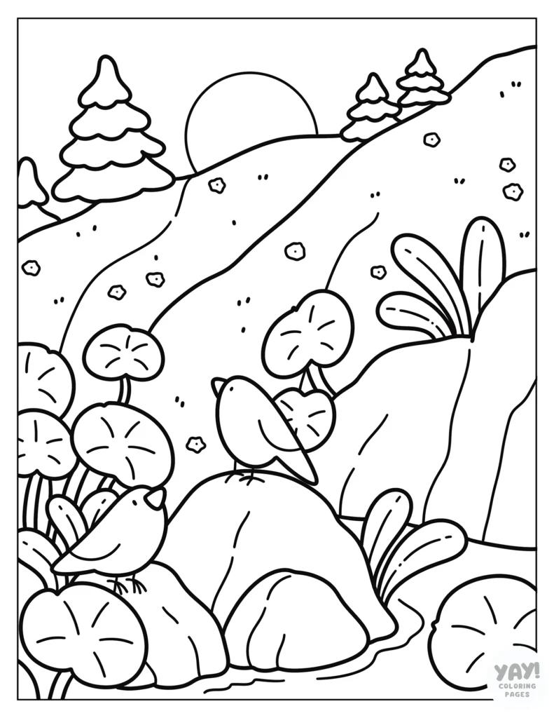 Rocks in little stream coloring page