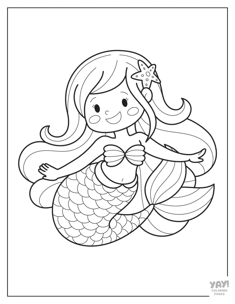 Easy to color mermaid sheet