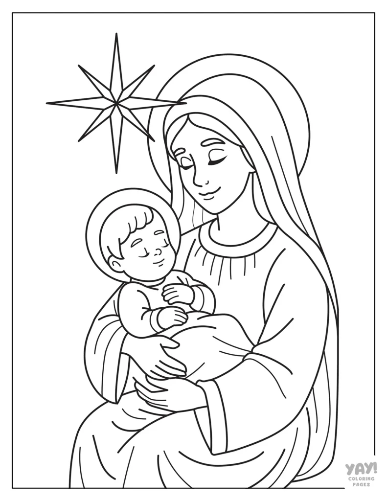 Madonna and child coloring page