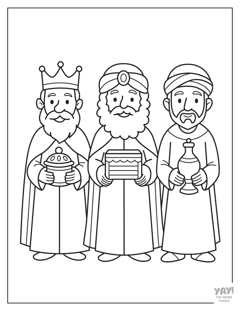 Three magi coloring page