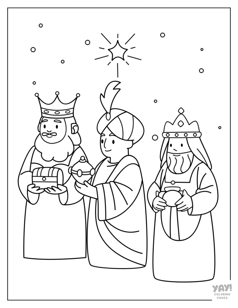 Three wise men coloring page